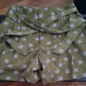 Ann Taylor Olive Patterned Shorts with Belt